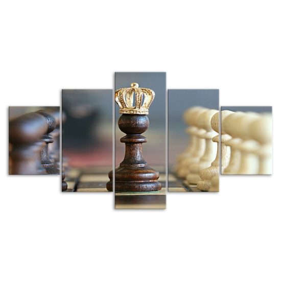 Chess Board Game 5 Piece Five Panel Wall Canvas Print Modern Art Poster Wall Art Decor 3