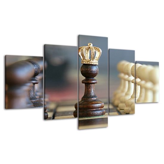 Chess Board Game 5 Piece Five Panel Wall Canvas Print Modern Art Poster Wall Art Decor 4