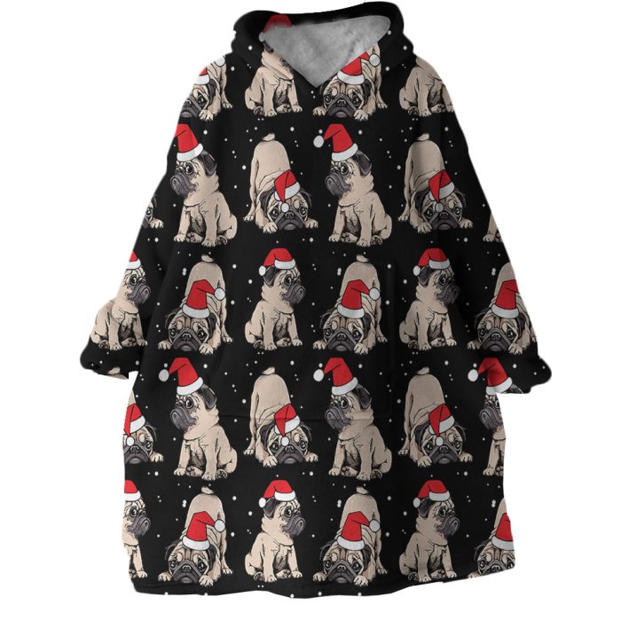 Christmas Pugs Hoodie Wearable Blanket WB1161 1