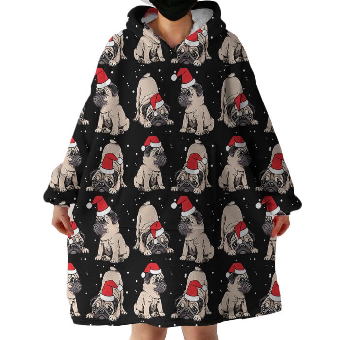 Christmas Pugs Hoodie Wearable Blanket WB1161