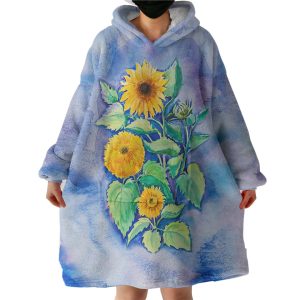 Chrysanthemum Blue Cloud Theme Hoodie Wearable Blanket WB0267
