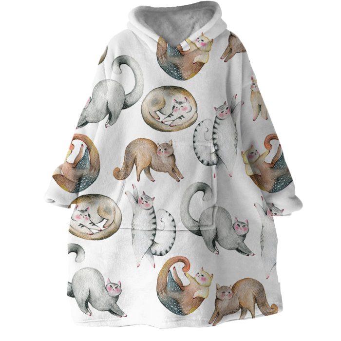 Chubby Cat Hoodie Wearable Blanket WB1828 1