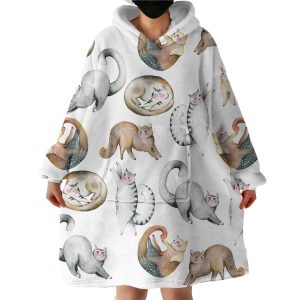 Chubby Cat Hoodie Wearable Blanket WB1828