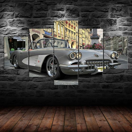 Classic Chevrolet Corvette Car Canvas 5 Piece Five Panel Print Modern Wall Art Poster Wall Art Decor 1