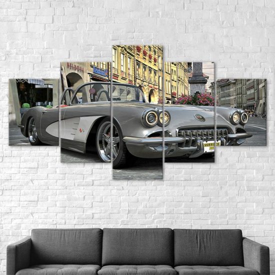 Classic Chevrolet Corvette Car Canvas 5 Piece Five Panel Print Modern Wall Art Poster Wall Art Decor 2 1