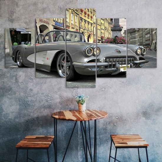 Classic Chevrolet Corvette Car Canvas 5 Piece Five Panel Print Modern Wall Art Poster Wall Art Decor