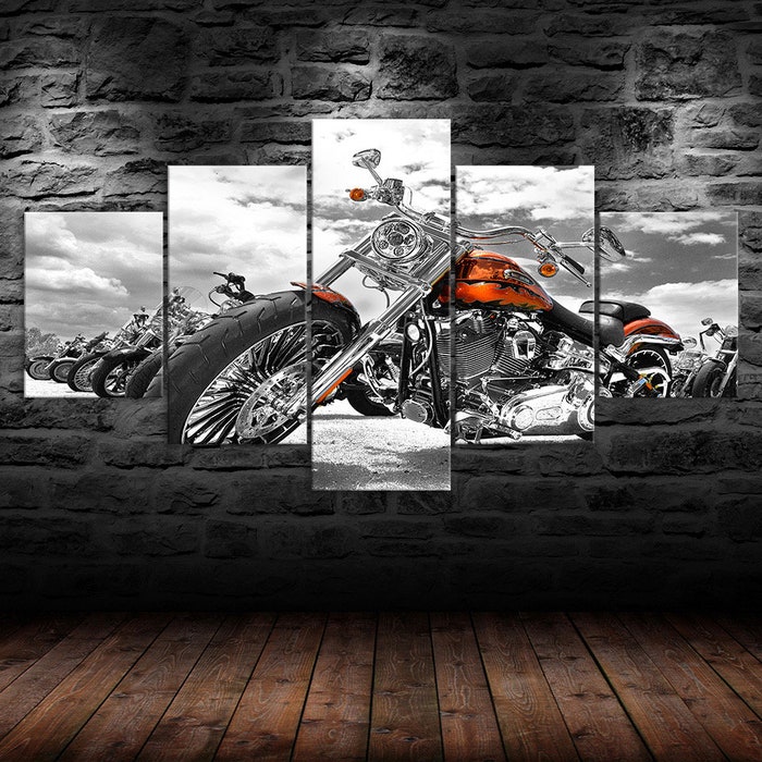 Classic-Motorcycle-Canvas-5-Piece-Five-Panel-Print-Modern-Wall-Art-Poster-Wall-Art-Decor-1 Classic Motorcycle Canvas 5 Piece Five Panel Print Modern Wall Art Poster Wall Art Decor 1