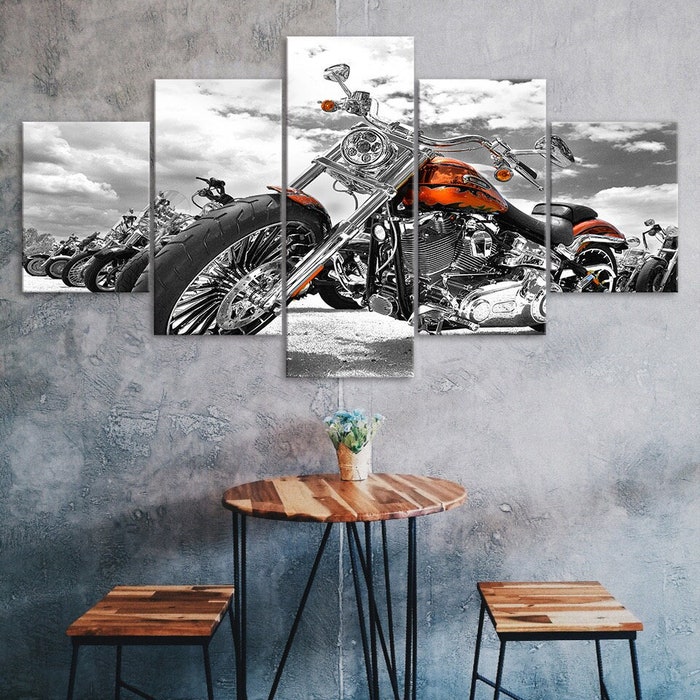 Classic Motorcycle Canvas 5 Piece Five Panel Print Modern Wall Art Poster Wall Art Decor