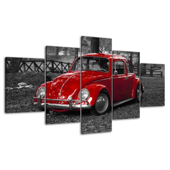 Classic Red Car Canvas 5 Piece Five Panel Print Modern Wall Art Poster Wall Art Decor 4 1