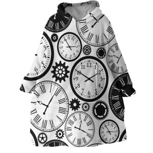 Clock Patterns Hoodie Wearable Blanket WB1695 1
