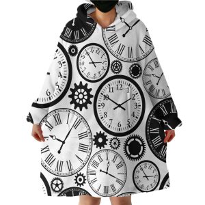 Clock Patterns Hoodie Wearable Blanket WB1695
