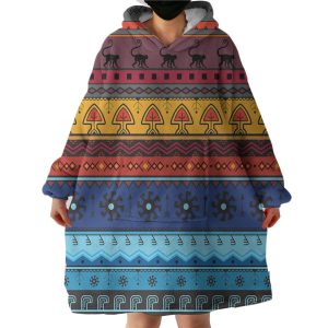 Color Aztec Stripes Hoodie Wearable Blanket WB0483