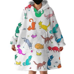 Colored Cats Hoodie Wearable Blanket WB1755