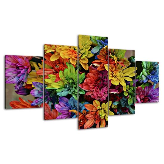 Colorful Abstract Flowers 5 Piece Five Panel Wall Canvas Print Modern Art Poster Wall Art Decor 4