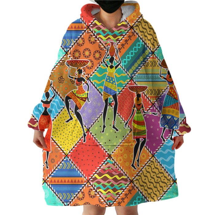 Colorful African Hoodie Wearable Blanket WB1941