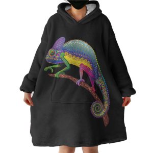 Colorful Aztec Chameleon Hoodie Wearable Blanket WB0981