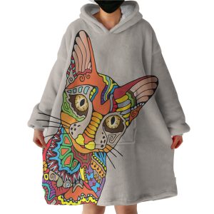 Colorful Aztec Sphynx Hoodie Wearable Blanket WB0982