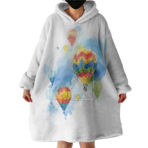 Colorful Balloon Watercolor Painting Hoodie Wearable Blanket WB0712
