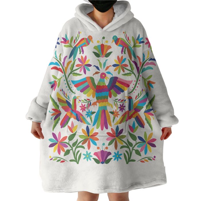 Colorful Bird Art Hoodie Wearable Blanket WB0587