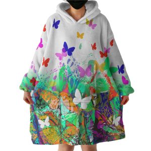 Colorful Butterflies Hoodie Wearable Blanket WB0231