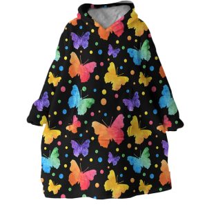 Colorful Butterflies Hoodie Wearable Blanket WB1661 1