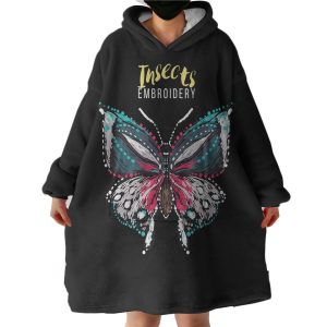 Colorful Butterfly Embroidery Effect Hoodie Wearable Blanket WB0350