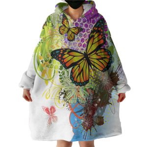 Colorful Butterfly Hoodie Wearable Blanket WB0822