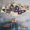 Colorful Butterfly Orchid Flower Scenery 5 Piece Five Panel Wall Canvas Print Modern Art Poster Wall Art Decor