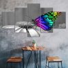 Colorful Butterfly Sunflower Scene 5 Piece Five Panel Wall Canvas Print Modern Art Poster Wall Art Decor