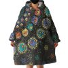 Colorful Cartoon Mandala Hoodie Wearable Blanket WB0527