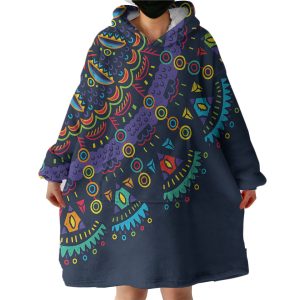 Colorful Cartoon Mandala Navy Theme Hoodie Wearable Blanket WB0523
