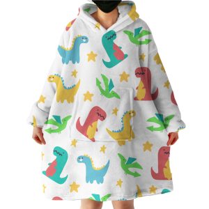 Colorful Dinosaur Hoodie Wearable Blanket WB0758