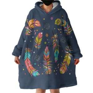 Colorful Feather & Dot Hoodie Wearable Blanket WB0948