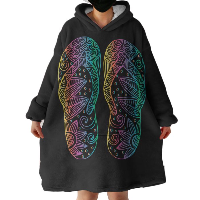 Colorful Floral Shoes Print Hoodie Wearable Blanket WB0939