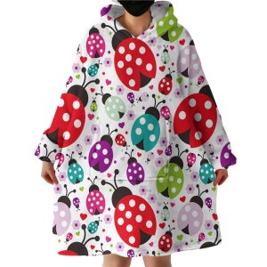 Colorful Ladybugs Hoodie Wearable Blanket WB1936