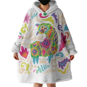 Colorful Mandala Cute Alapaca Hoodie Wearable Blanket WB0456