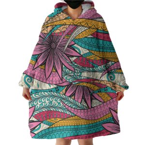 Colorful Mandala Palm Leaves Hoodie Wearable Blanket WB0224
