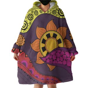 Colorful Modern Japanese Art Mandala Purple Hoodie Wearable Blanket WB0475