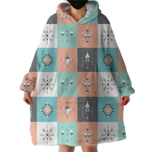 Colorful Pastel Aztec Checkerboard Hoodie Wearable Blanket WB0570