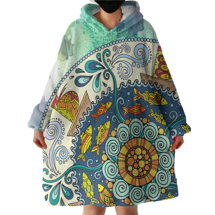 Colorful Round Mandala Hoodie Wearable Blanket WB0649