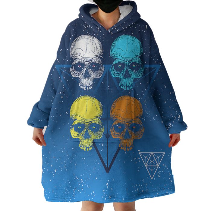 Colorful Skull Hoodie Wearable Blanket WB1002