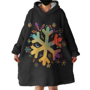 Colorful Snowflake Pattern Hoodie Wearable Blanket WB0308
