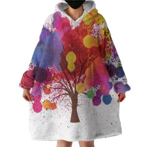 Colorful Splash Big Tree Hoodie Wearable Blanket WB0307