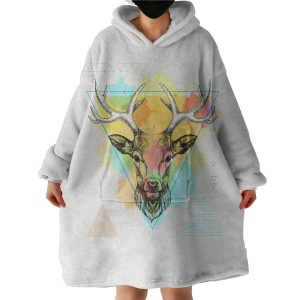 Colorful Splash Vintage Deer Triangle Hoodie Wearable Blanket WB0715