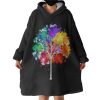 Colorful Spray Leaves Plant Hoodie Wearable Blanket WB0358