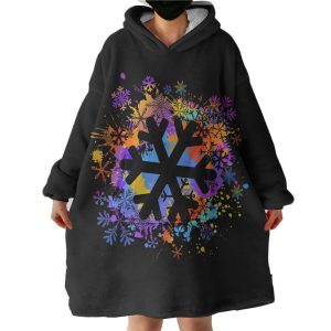 Colorful Spray Snowflake Hoodie Wearable Blanket WB0309