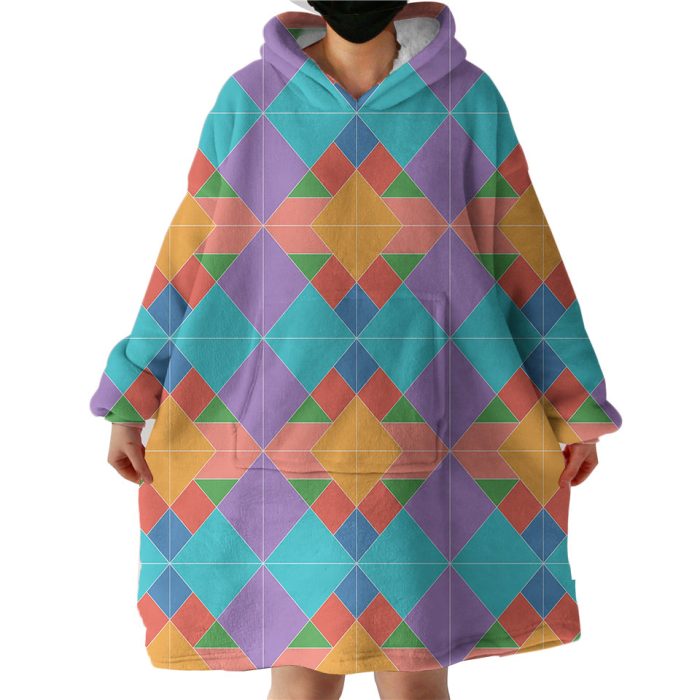 Colorful Square Hoodie Wearable Blanket WB1029
