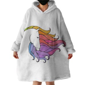 Colorful Unicorn Hair White Theme Hoodie Wearable Blanket WB0230
