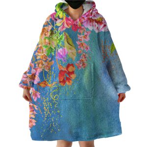 Colorful Watercolor Flower Garden Hoodie Wearable Blanket WB0203