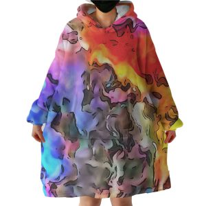 Colorful Waves Watercolor Hoodie Wearable Blanket WB0186